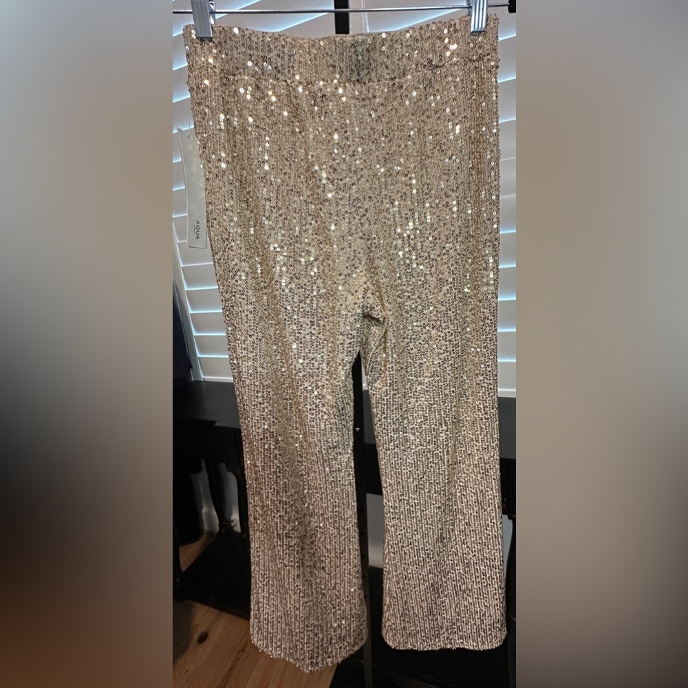 Aqua | Allover Sequin Flare Pant - Picture 3 of 5